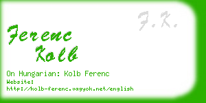 ferenc kolb business card